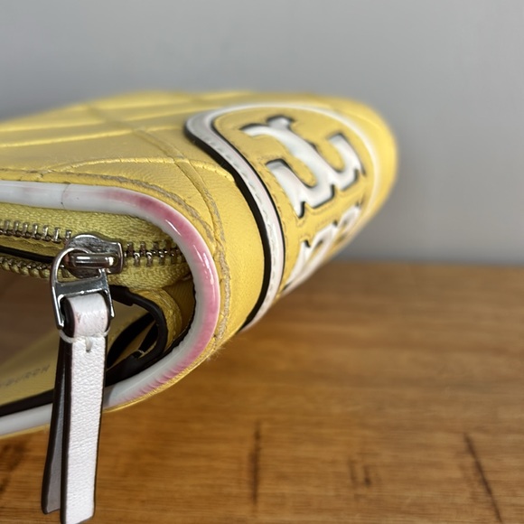 Tory Burch Small Fleming Soft Patent Leather Border Yellow Wallet - Picture 8 of 14